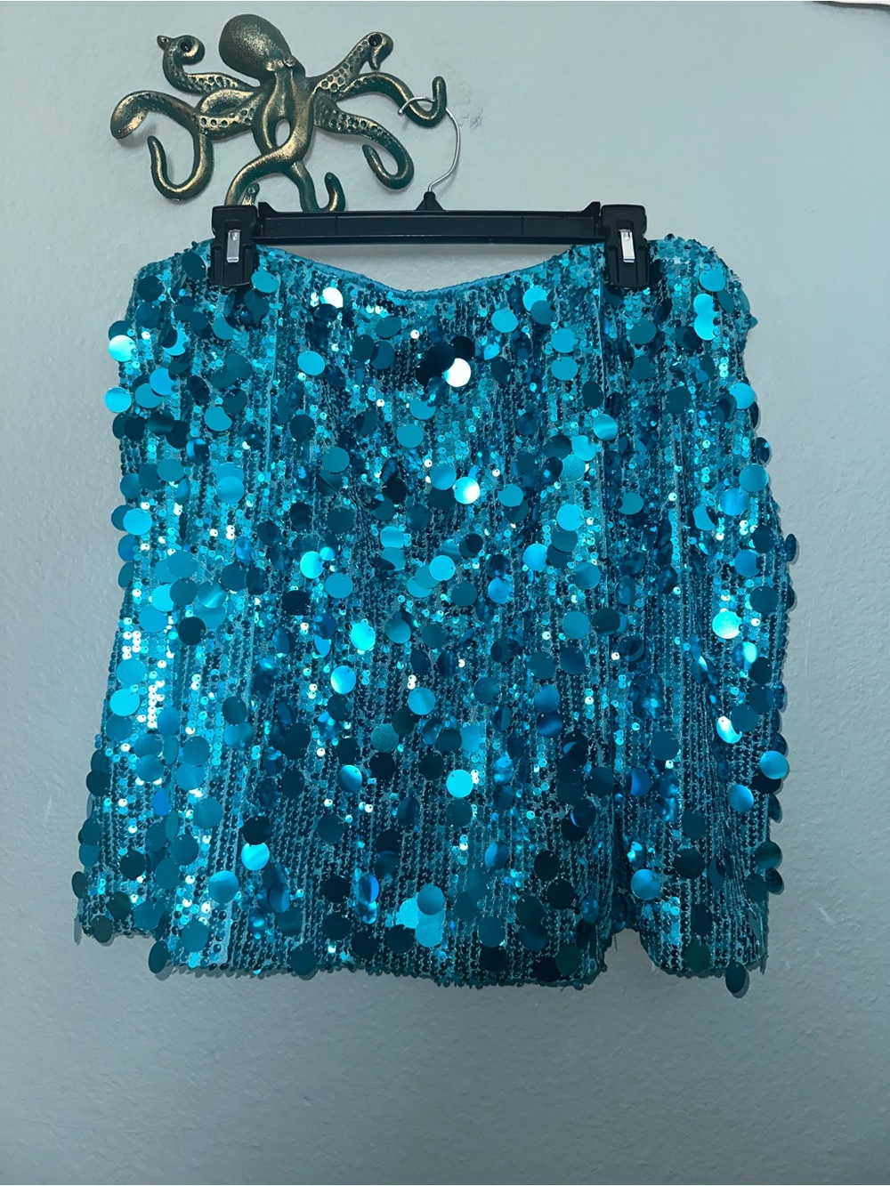 Blue sequin skirt